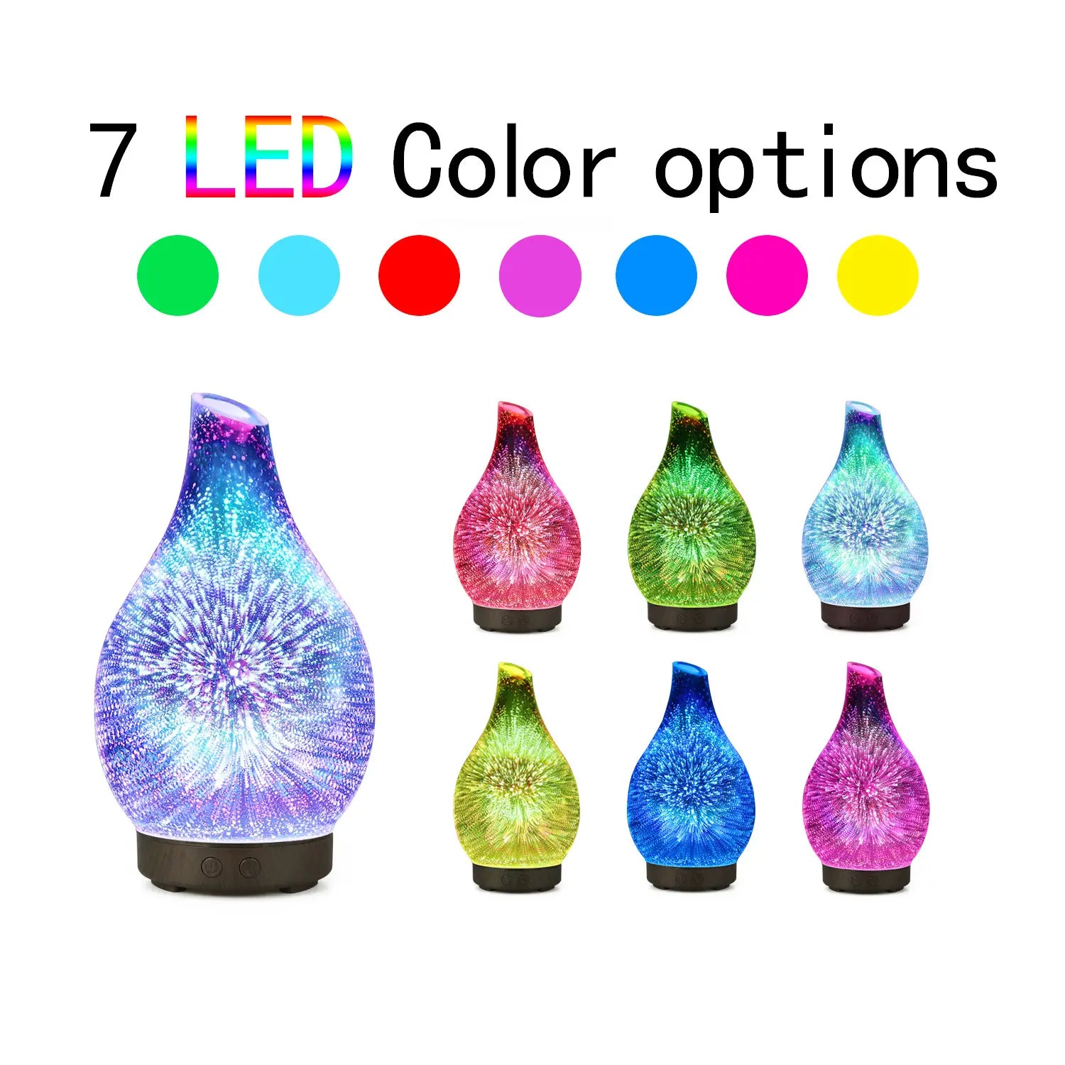 Colorful 3D Firework Essential Oil Aroma Diffuser Lamp with LED