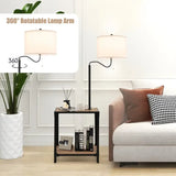 Adjustable Black Floor Lamp with USB charging ports and 360-degree rotatable arm