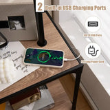 Wireless charging pad with USB charging ports on Adjustable Black Floor Lamp