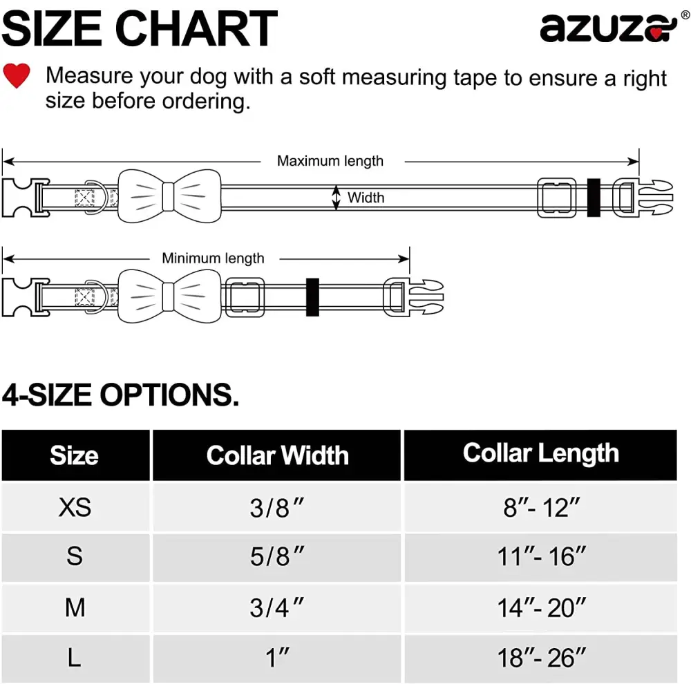 Dog collar size chart with measurement instructions for Christmas Dog Collar