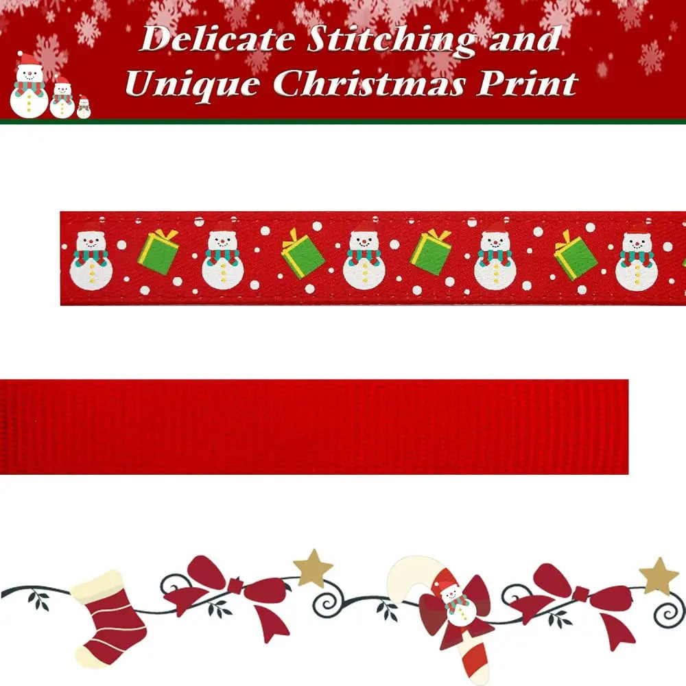 Decorative Christmas banner with snowmen and presents for Adjustable Christmas Dog Collar