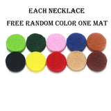 Colorful felt circles for essential oil necklace diffuser pendant in vibrant themes