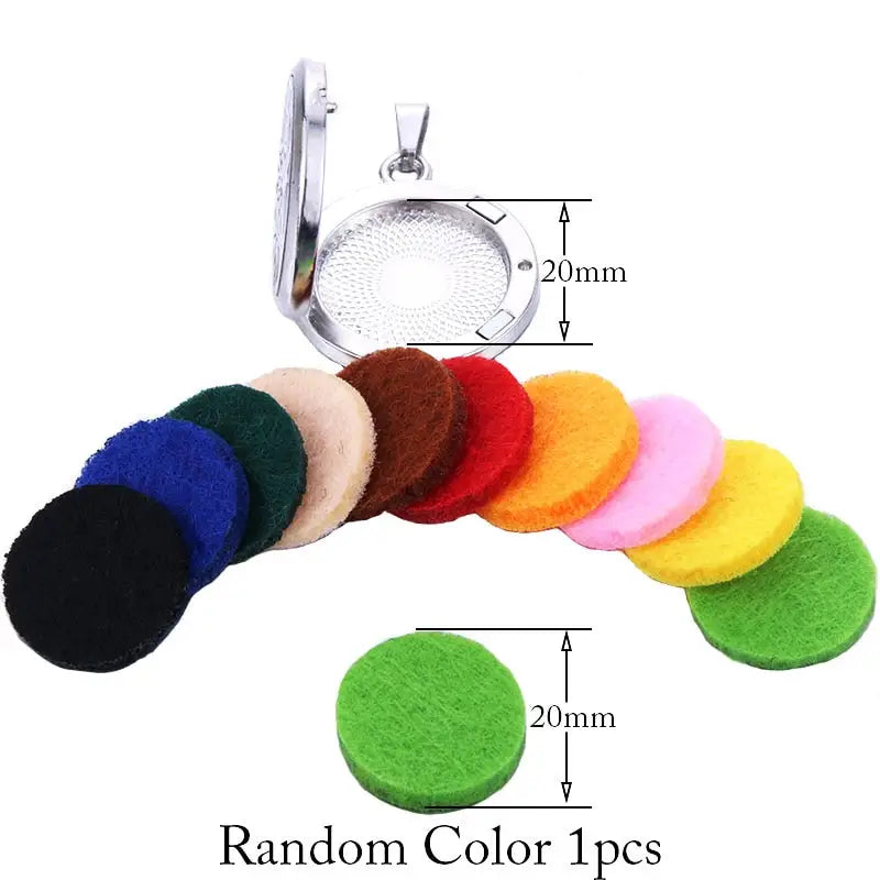 Colorful felt pads arranged in an arc for Aromatherapy Essential Oil Necklace Diffuser