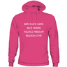 Hot pink unisex Humanity Sweatshirt featuring Birth Place Earth Race Human Politics Freedom design