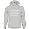 Light gray unisex Humanity Sweatshirt with text: Birth Place Earth, Race Human, Politics Freedom