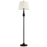 Black floor lamp with white shade and spindle base from Black and White Brushed Nickel Lamp Set