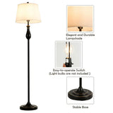 Traditional floor lamp with black base and cream shade from the Brushed Nickel Lamp Set