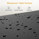 Waterproof dark surface of Black Extendable Coffee Table with water droplets beading