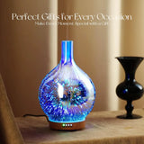 Glowing 3D firework-effect glass ultrasonic essential oil diffuser with blue LED