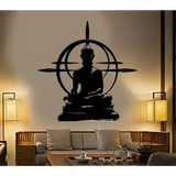 Silhouette of Buddha figure in chakra design for Buddha Chakra Meditation Wall Art