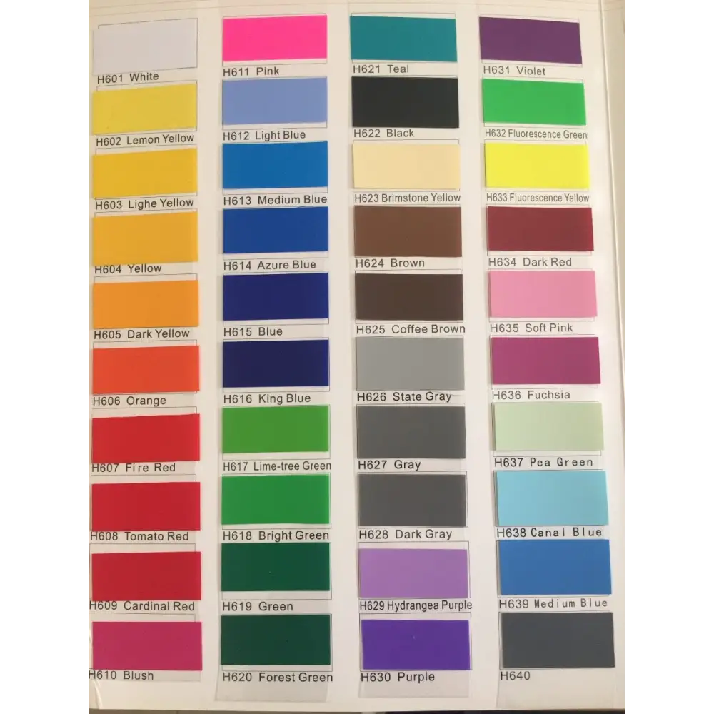 Color swatch chart of shades for Buddha Chakra Meditation Wall Art Vinyl Decal Sticker