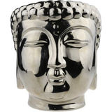 Black and white ceramic Buddha head planter for succulents and essential oils