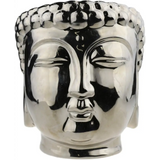 Black and white Buddha head planter for succulents and essential oils diffuser