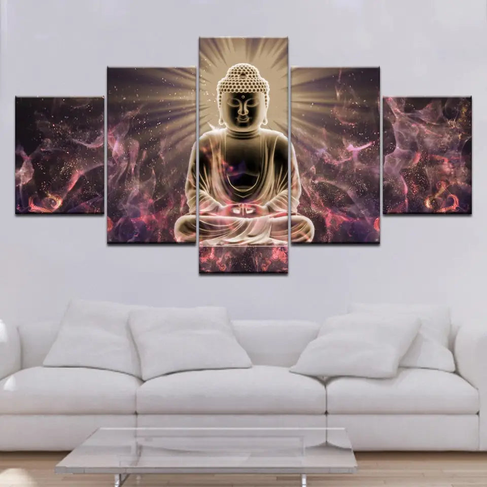 Buddha Mystic Sky Canvas Poster Wall Art - Unframed Canvas / Small Size