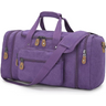 Purple Canvas Duffel Bag with 50L capacity and multiple zippered compartments