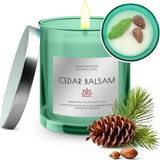 Cedar Balsam scented soy candle in green glass jar with silver lid for diffusers & candles