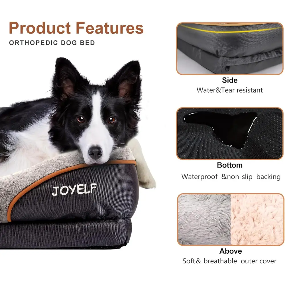 Cozy Christmas Orthopedic Dog Bed with memory foam and water-resistant cover for pups