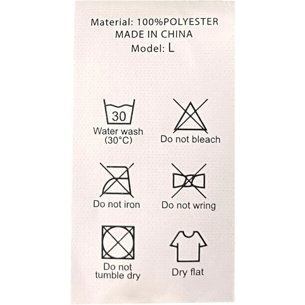 Care instruction label with laundry symbols for Cozy Christmas Orthopedic Dog Bed