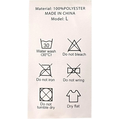 Care instruction label with laundry symbols for Cozy Christmas Orthopedic Dog Bed