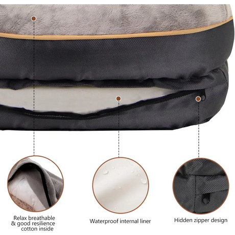 Waterproof orthopedic dog bed with breathable cotton padding and hidden zipper design