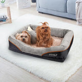 Cozy Christmas Orthopedic Dog Bed with memory foam and two resting Yorkshire Terriers