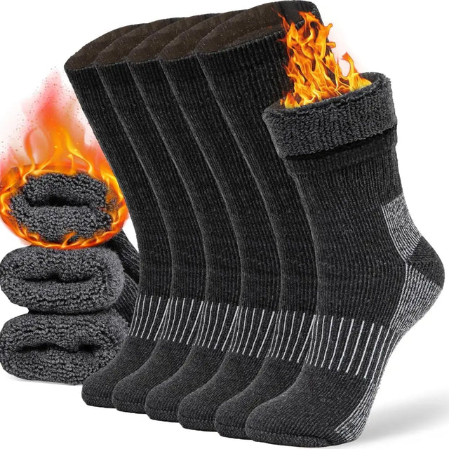 Cozy Merino Wool Flame Design Thermal Socks showcasing heat-retaining properties