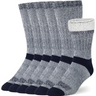 Six pairs of cozy merino wool athletic crew socks in gray and navy blue