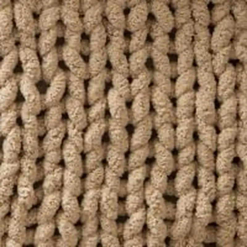 Beige knitted fabric with chunky cable stitch for Cozy Oat White Chunky Knit Blanket