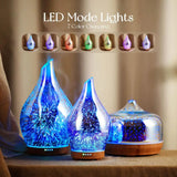 Elegant 3D Glass Marble Oil Diffuser with LED lights and colorful glass aromatherapy patterns