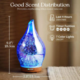 Elegant 3D Glass Marble Oil Diffuser features blue LED lighting and glass aromatherapy design