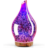 Elegant 3D Glass Marble Oil Diffuser with colorful LED lights and wooden base