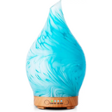 Elegant 3D Glass Marble Oil Diffuser with LED Lights in swirled turquoise patterns