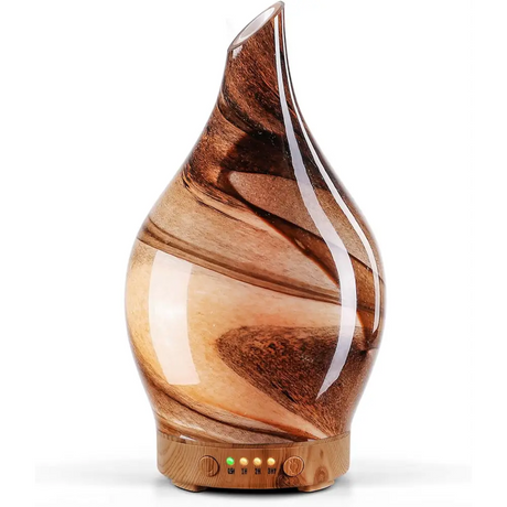 Elegant 3D Glass Marble Oil Diffuser featuring swirling brown and beige patterns