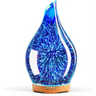 Elegant 3D Glass Marble Oil Diffuser with blue starburst LED light pattern for glass aromatherapy