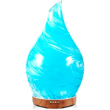 Elegant 3D Glass Marble Oil Diffuser with LED Lights and swirled turquoise pattern