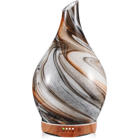 Elegant 3D Glass Marble Oil Diffuser in marbled brown, gray, and white patterns