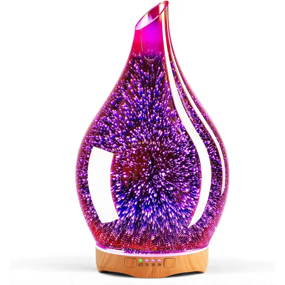 Elegant 3D Glass Marble Oil Diffuser with colorful LED lights and glass aromatherapy effects