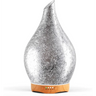 Silver teardrop oil diffuser with wooden base, part of Elegant 3D Glass Marble collection