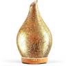 Gold teardrop-shaped oil diffuser with wooden base in Elegant 3D Glass Marble design