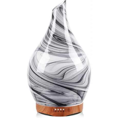 Elegant 3D Glass Marble Oil Diffuser with wooden base for glass aromatherapy