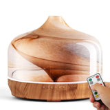 Elegant Glass Essential Oil Diffuser with Wood Base and remote control, 500ml capacity