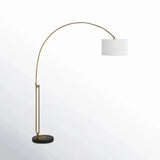 Elegant Joan Arched Floor Lamp with Marble Base and White Drum Shade in Home Decor