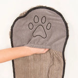 Pet grooming mitt with paw print design for fast drying microfiber dog bath