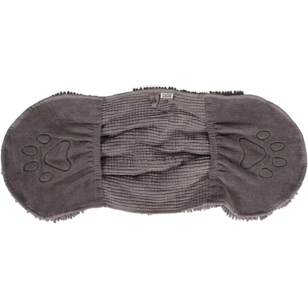 Gray knit slipper sock with paw print grips ideal for use after a fast drying microfiber dog bath