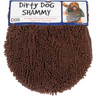 Brown fast drying microfiber dog bath towel with noodle-like texture and dual hand pockets