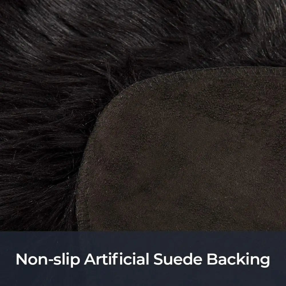 Dark artificial suede with textured non-slip surface for Fluffy Faux Sheepskin Fur Area Rug