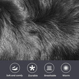 Close-up of fluffy faux sheepskin fur texture highlighting comfort features for area rug