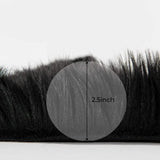 Black feathered trim on a Fluffy Faux Sheepskin Fur Area Rug for Living Room