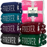 Colorful throw blankets for best friends featuring Forever text design