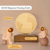 Illuminated magnetic floating globe night light with astronaut figurines base moon lamp